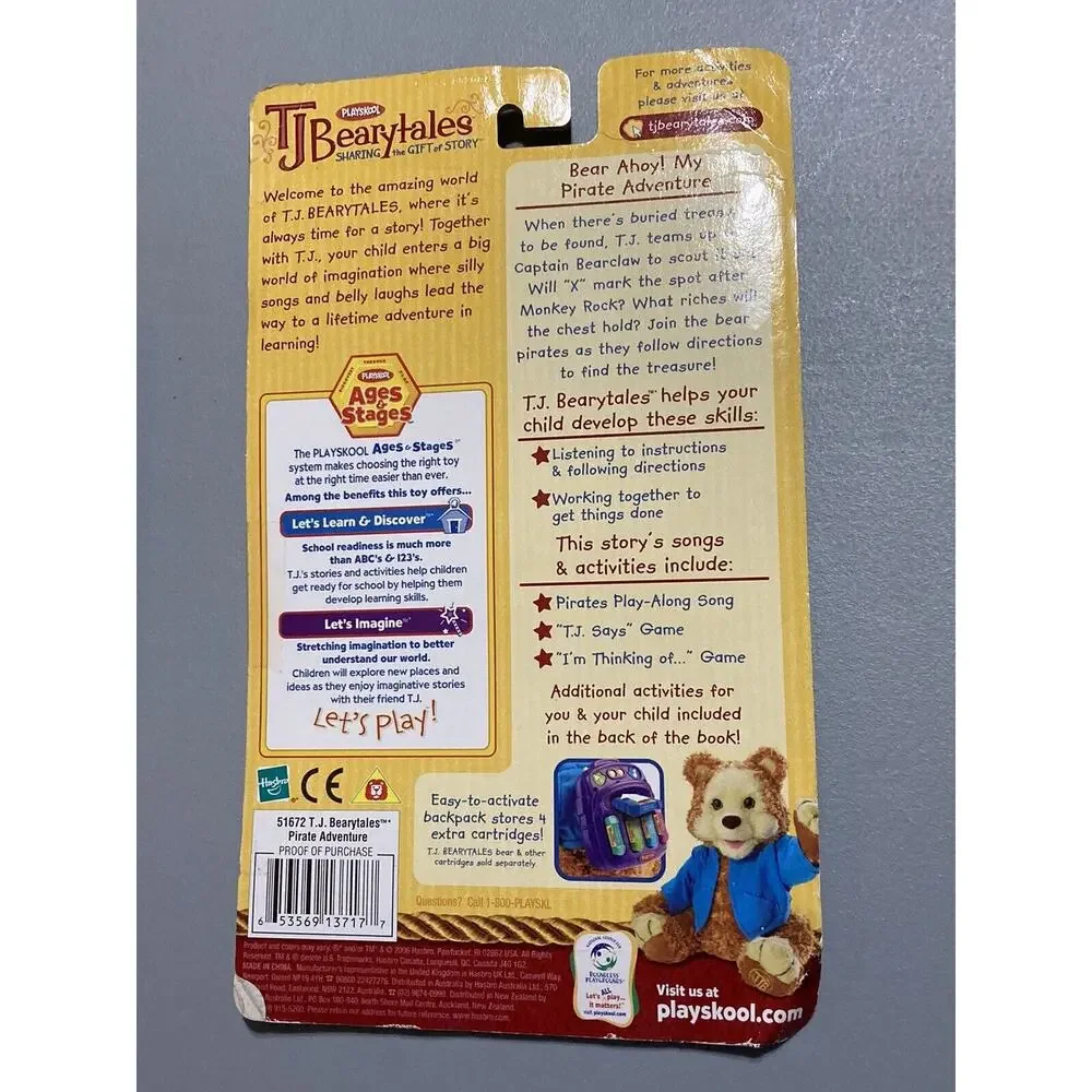 TJ‎ Bearytales Hasbro Playskool Book & Cartridge Bear ahoy! My Pirate Adventure